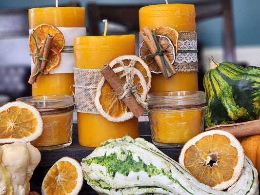 Natural Beeswax Candles- decorated